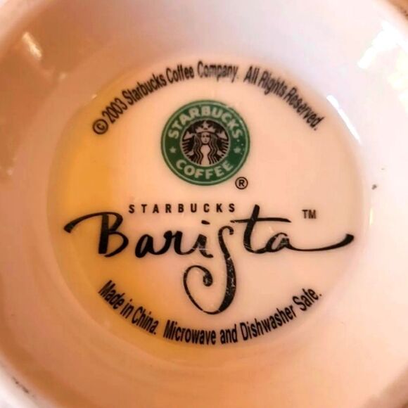 NEW Starbucks Barista 2003 Scroll Blue Interior Silver Border 20 oz. Large Mug - Picture 3 of 5